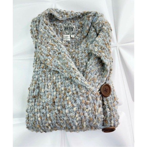 Curio Anthropologie Womens Sz S Blue Boucle Double Breasted Sweater Cardigan - Picture 4 of 7